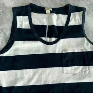 J CREW Nautical Navy Blue White Striped Sleeveless Maxi Tank Knit Dress - Small